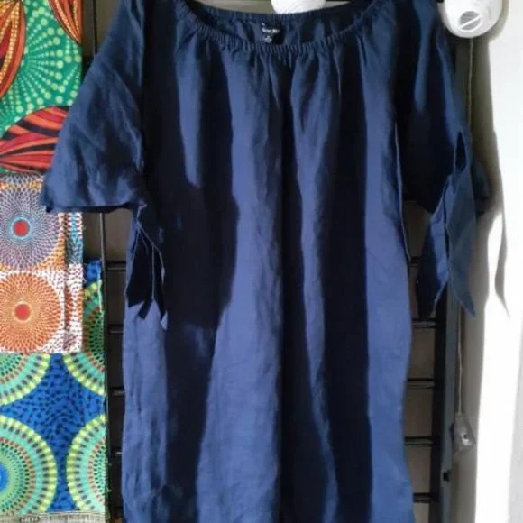 Athena Marie Dresses | Size M Navy Linen Nwt | Color: Blue | Size: M | Shoppingfunyc1'S Closet